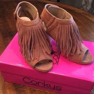 Corkys Wahoo Suede Leather Open Toed Wedge sandal